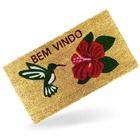 Capacho De Fibra De Coco Estampa De Beija Flor 60 X 33cm