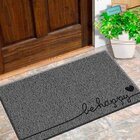 Capacho De Vinil Be Happy Cinza Único