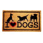 Capacho Em Fibra De Coco Dogs 33x60 Cm Natural