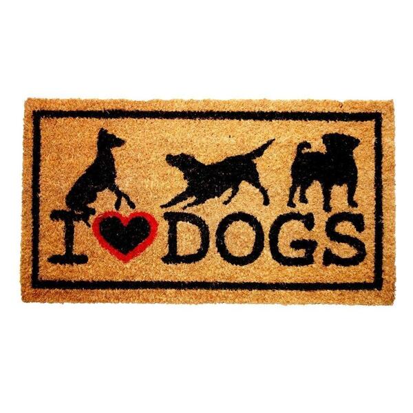 Capacho Em Fibra De Coco Dogs 33x60 Cm Natural