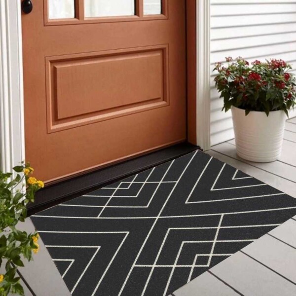 Capacho Geométrico Retangular PVC Preto Áreas Externas e Internas 0,6x0,4m Euro Mats