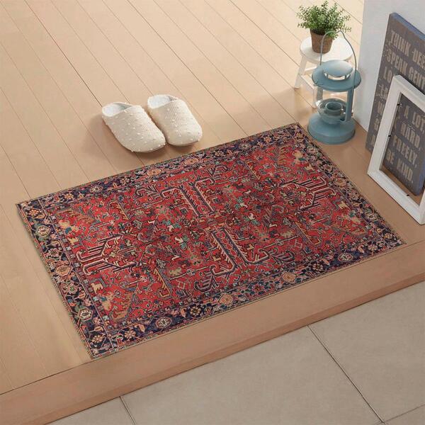Capacho Persa Vermelho Casa Dona Antiderrapante 45x75 Cm