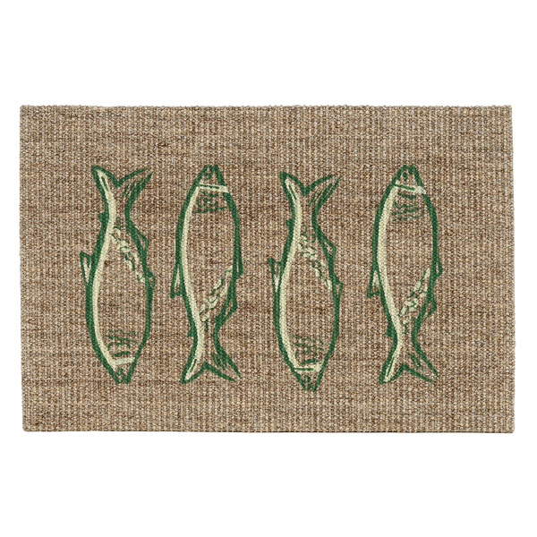 Capacho Retangular Peixe Sisal Bege Internas 0,40x0,60cm Apaeb