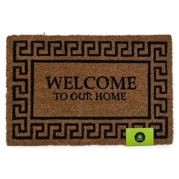 Capacho Welcome Grego Natural E Preto 40x60 Cm