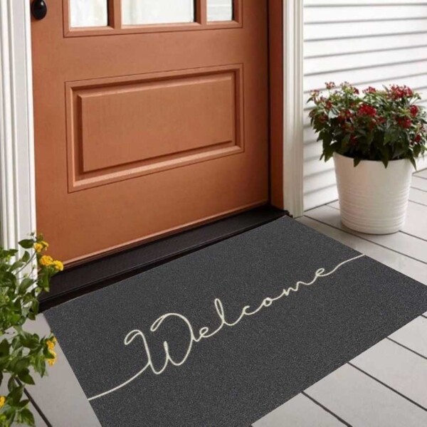 Capacho Welcome Retangular PVC Preto Áreas Externas e Internas 0,6x0,4m Euro Mats