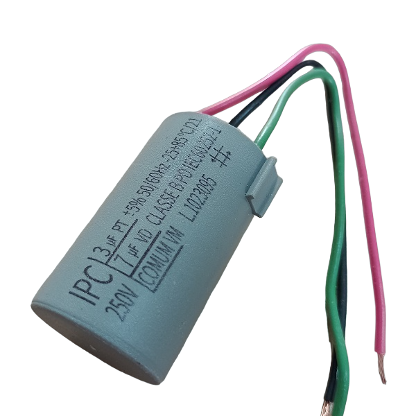 Capacitor Para Ventilador 3uf+7uf 3 Fios 127v 250 Vac Cod.44