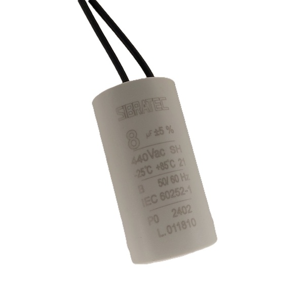 Capacitor Permanente 8uf 440/450vca Saída Fios Caneca Plástic
