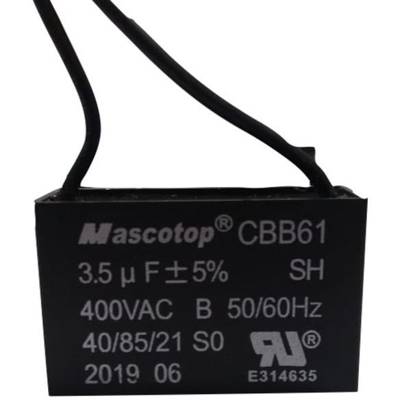 Capacitor Quadrado P/ Ventilador 2 Fios 3,5uf 50/60hz 400v
