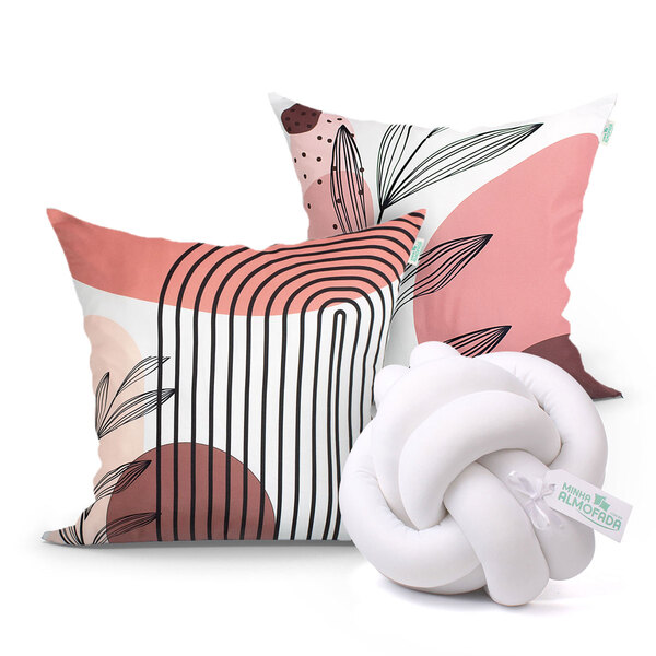 Capas Almofada Rosê Estampada 2 Unidades 45cm X 45cm + Almofa