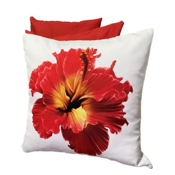 Capas Almofadas Sala Quarto Flor Vermelha Zíper 45x45 3 Un