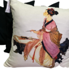 Capas Almofadas Sala Quarto Gueixa 2 Pretas Zíper 45x45 3 Un