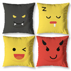 Capas De Almofadas Coloridas Emoji 4 Peças Estampadas Sala