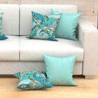 Capas De Almofadas Decorativa Azul Tiffany Arabesco Composê 4