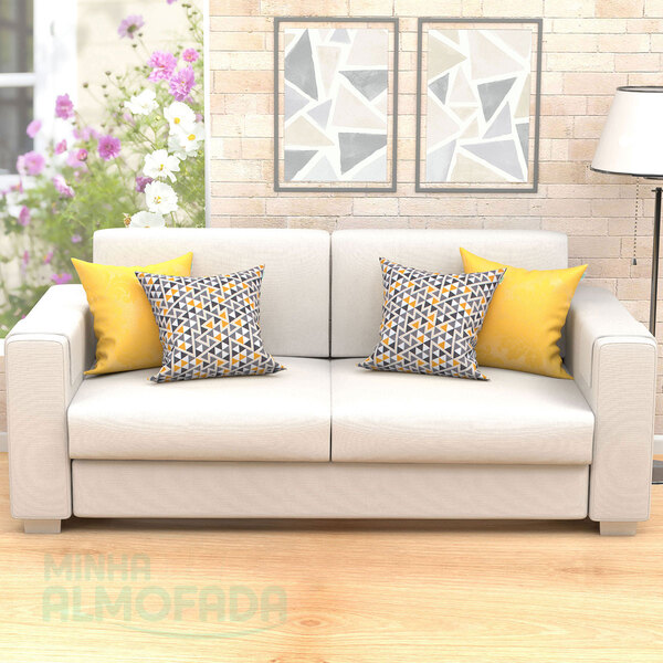 Capas De Almofadas Decorativas Amarelo Triângulo Composê 45cm