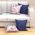 Capas De Almofadas Decorativas Azul Marinho Floral Composê 45