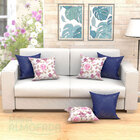 Capas De Almofadas Decorativas Azul Marinho Floral Composê 45