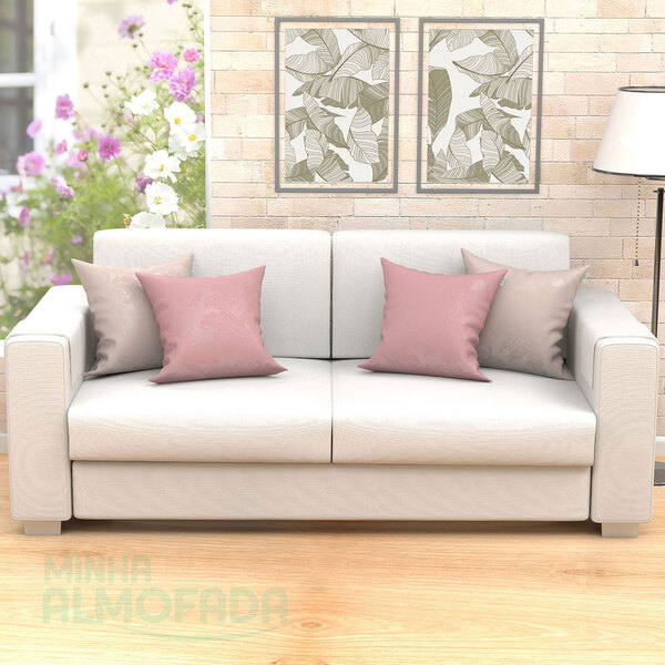 Capas De Almofadas Decorativas Bege Rosê Medalhão Composê 45c