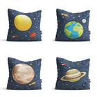 Capas De Almofadas Decorativas Infantil Sistema Solar Kit 4un