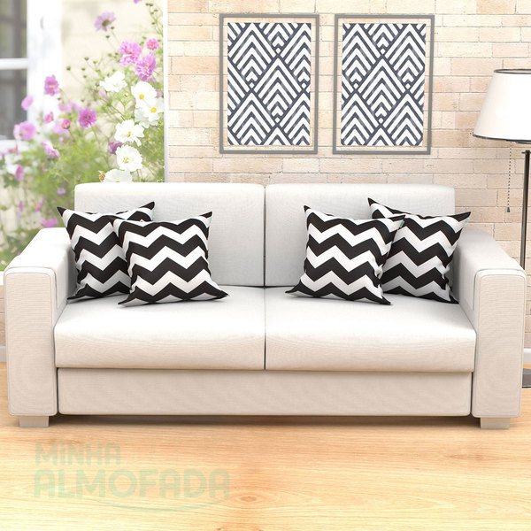 Capas De Almofadas Decorativas Preto Chevron 45cm X 45cm Com