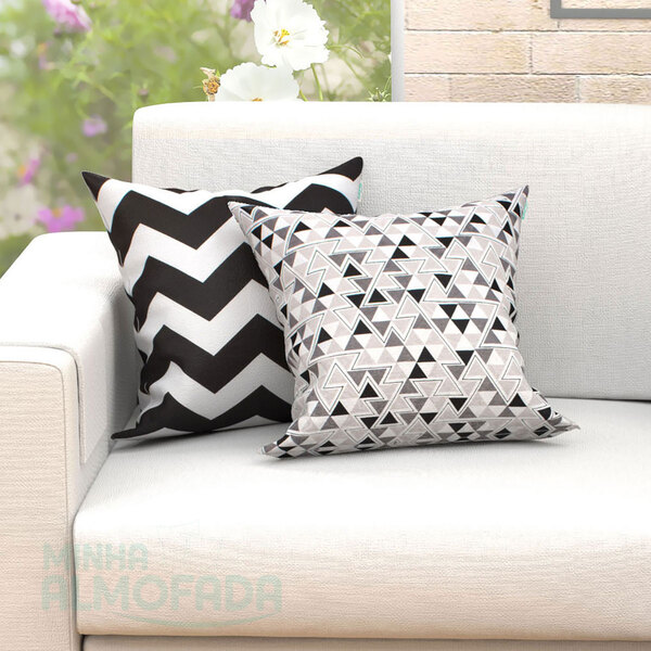 Capas De Almofadas Decorativas Preto Triângulo Chevron Compos