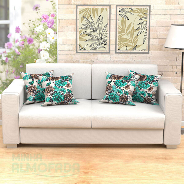 Capas De Almofadas Decorativas Verde Esmeralda Floral 45cm X
