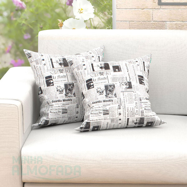 Capas De Almofadas Estampada Jornal 45cm X 45cm 2 Unidades Ja