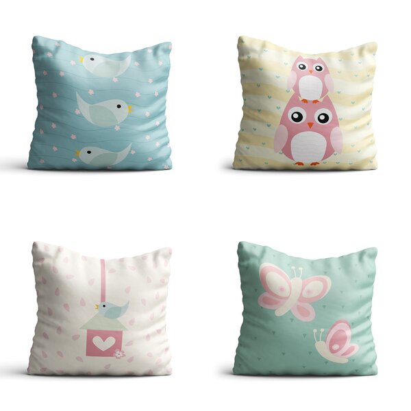 Capas De Almofadas Infantis Coruja Baby 35x35cm 4un