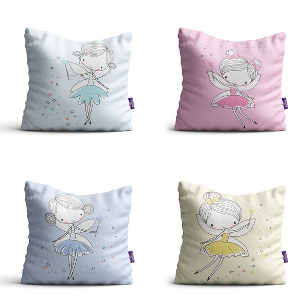 Capas De Almofadas Meninas Infantil Fadas 35x35cm 4un
