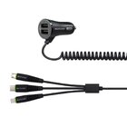 Carregador Automotivo 3 Em 1 Type C E Iphone E Micro Usb Com
