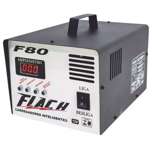 Carregador De Bateria 80a 12v Aux. Partida Bivolt F80 Flach