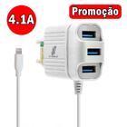 Carregador De Tomada 4.1a Lightning Com 3 Usb X-cell *