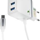 Carregador De Tomada Turbo 5.1a C/ 3 Usb E Cabo Micro Usb