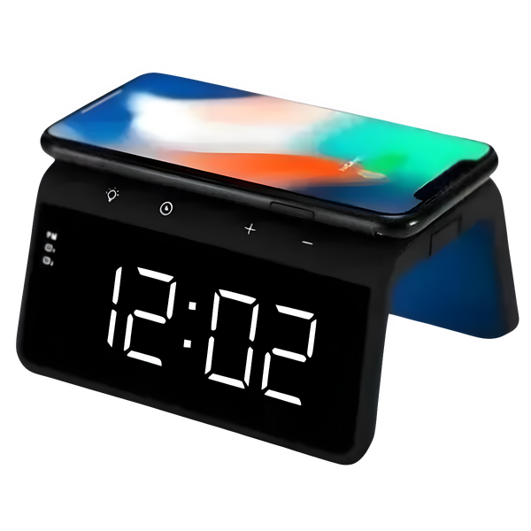 Carregador Indução + Relógio Despertador (preto)