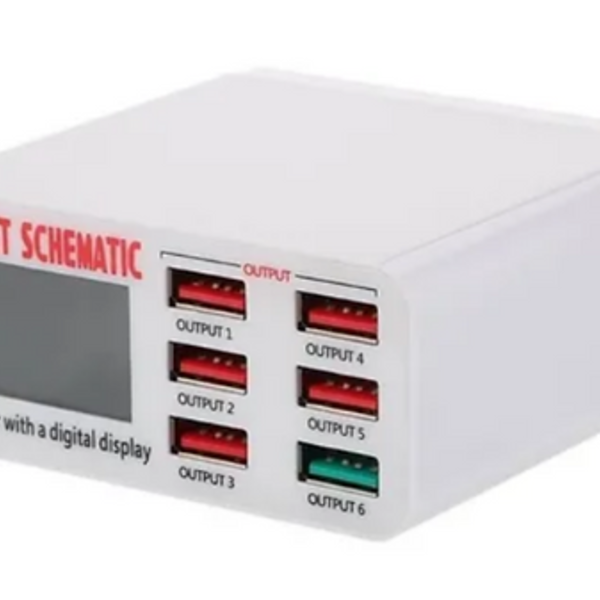 Carregador Inteligente Usb Lcd 6 Portas 3.0 Turbo Cor Branco
