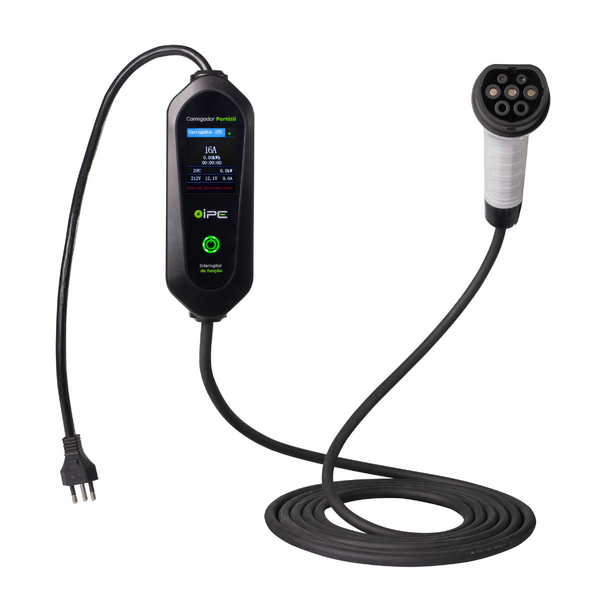 Carregador portátil para carro elétrico IPE P4 com potência de 4,4 kW em tomada residencial 20A - 110/220V