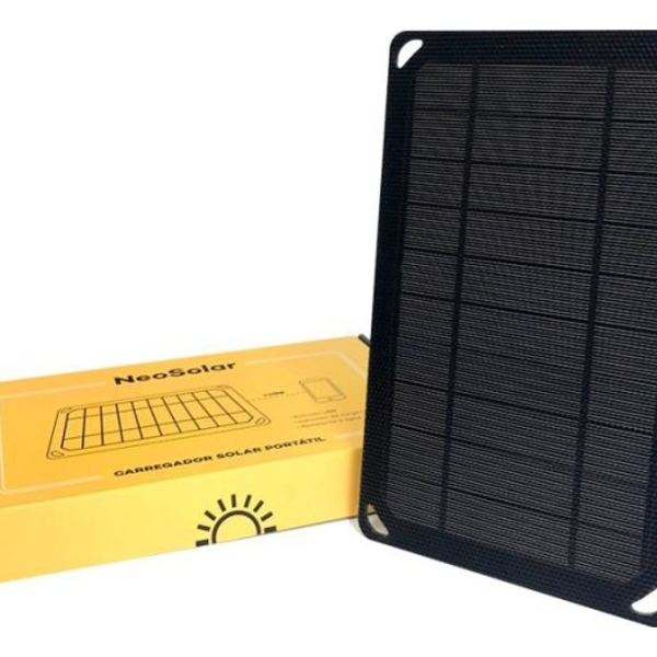 Carregador Solar Portátil De 5w Entrada Usb Neosolar