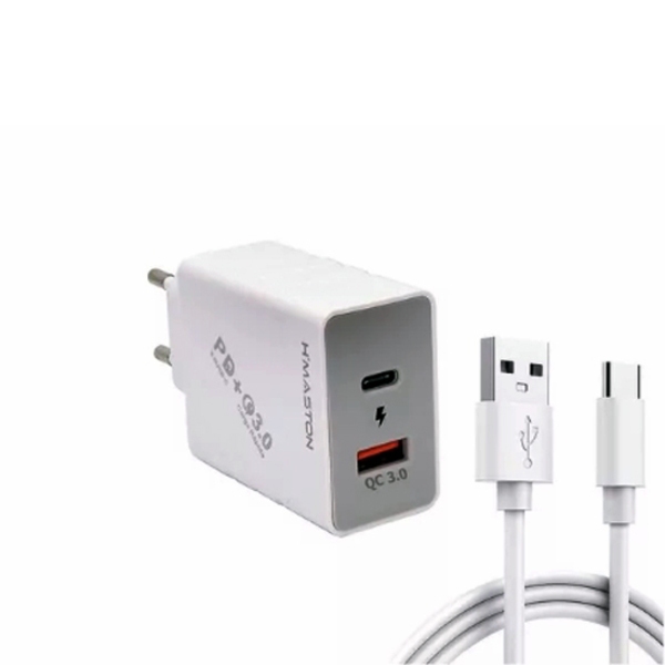 Carregador Turbo - 1 Usb + 1 Tipo C- Hmaston - 3.1 A - Y41-3