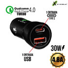 Carregador Turbo Veicular 4.8a Usb Tipo C / Usb X-cell 30w