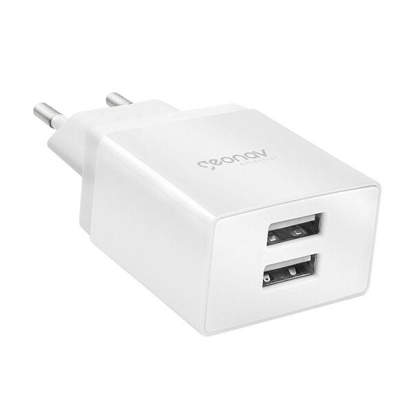 Carregador Universal Duas Portas Usb Branco 2.1a Bivolt