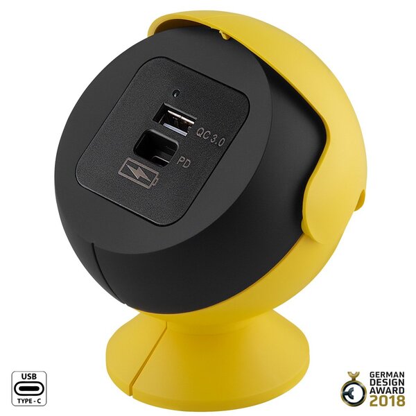 Carregador Usba + Usbc 3.0a 15w Com Extensão Pearl Amarelo