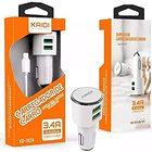 Carregador Veicular Carga Rápida 2 Usb + Cabo Lightning Compa