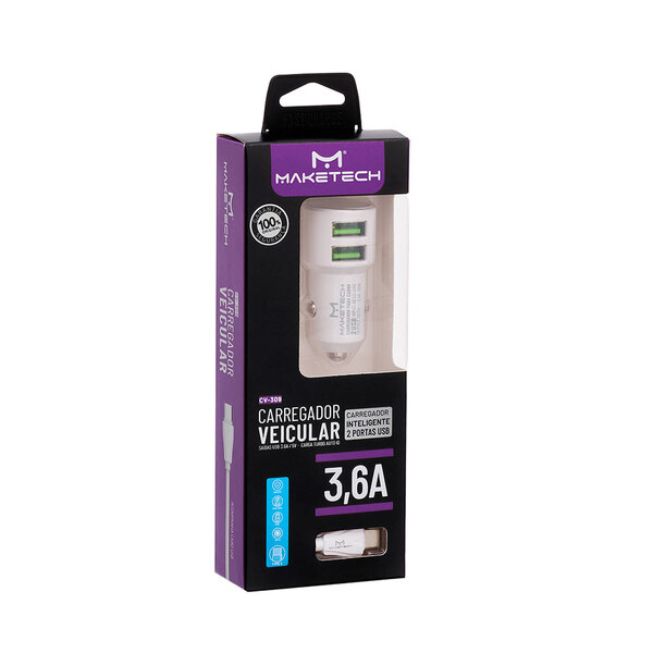 Carregador Veícular Tipo-c 3.6a 5w Maketech Cv-309c