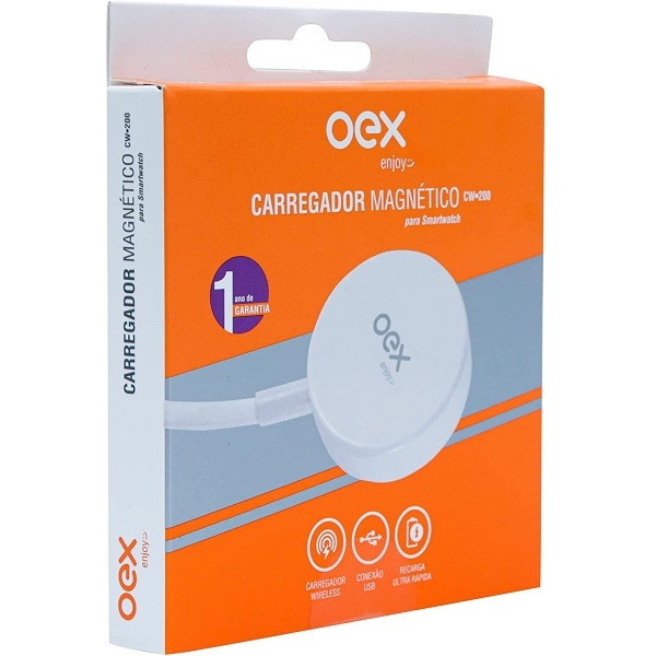 Carregador Wireless Para Smartwatch Branco Oex Cw200