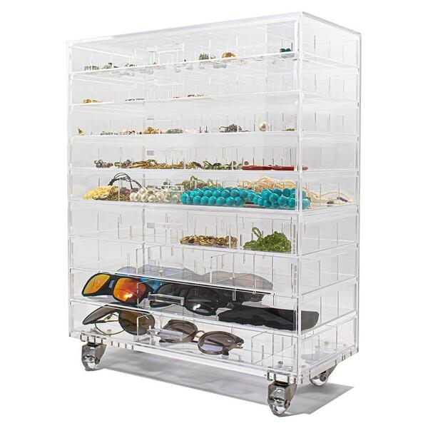 Carrinho Acrílico De Acessórios E Bijuterias Com 9 Gavetas N6