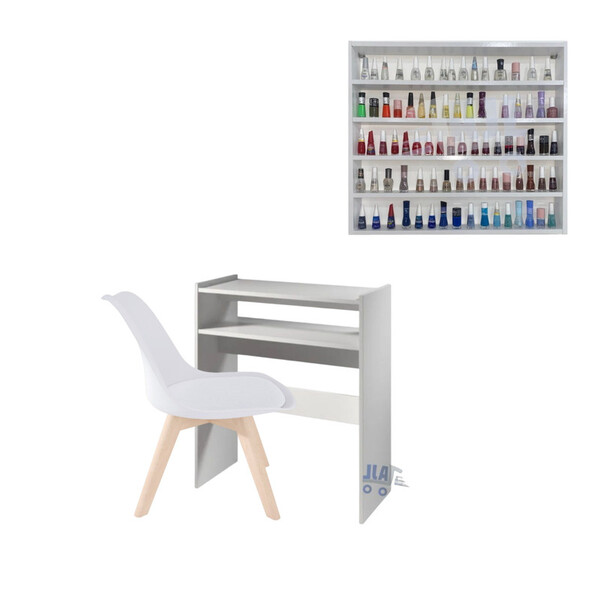 Carrinho Auxiliar + Porta Esmalte Prateleira Expositora + Cad