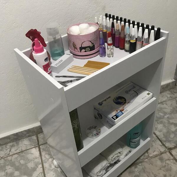 Carrinho Auxiliar Branco Porta Toalha Com 4 Rodinhas Branco