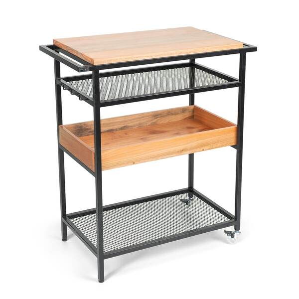 Carrinho Auxiliar Para Churrasco Estilo Industrial Com Tampo