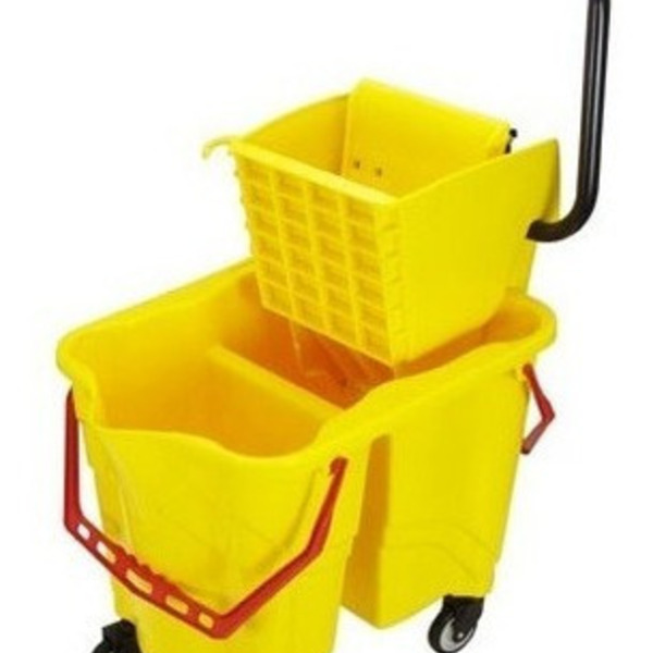 Carrinho Balde Expremedor Mop Para 2 Águas Com Rodas E Dreno