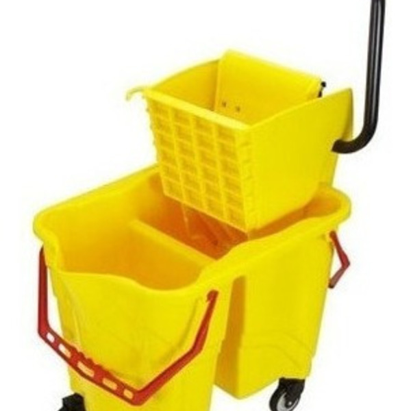 Carrinho Balde Expremedor Mop Para 2 Águas Com Rodas E Dreno