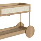 Carrinho Bar 1 Gaveta 110cm Com Porta Taças Palhinha Pé Metal